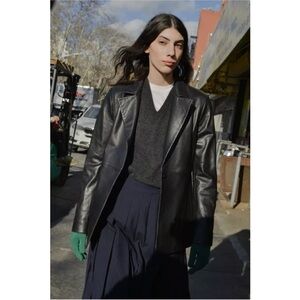 NWT Bod & Christensen Black Leather Blazer size Small